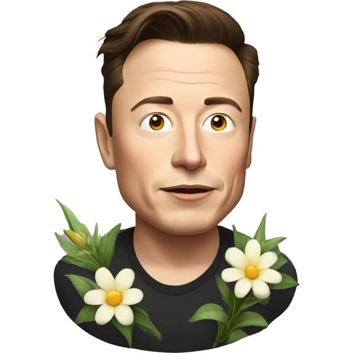 Elon Musk with flower in Hair  emoji