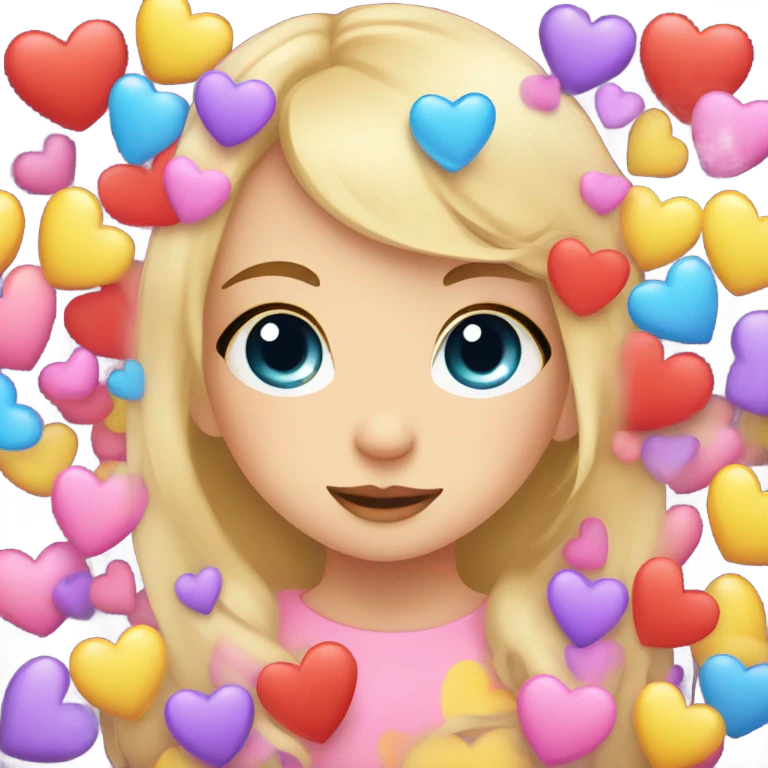 Girl face with Many hearts around face  kawaii style  emoji