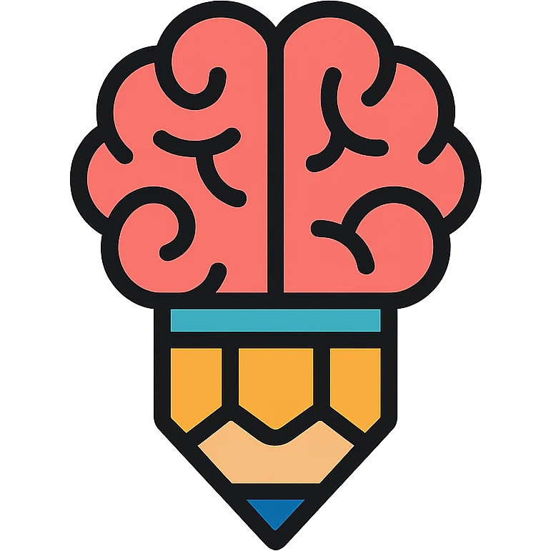 creativity competence logo, creative pencil and brain fusion, bold colors, imaginative, suitable for education or design emoji
