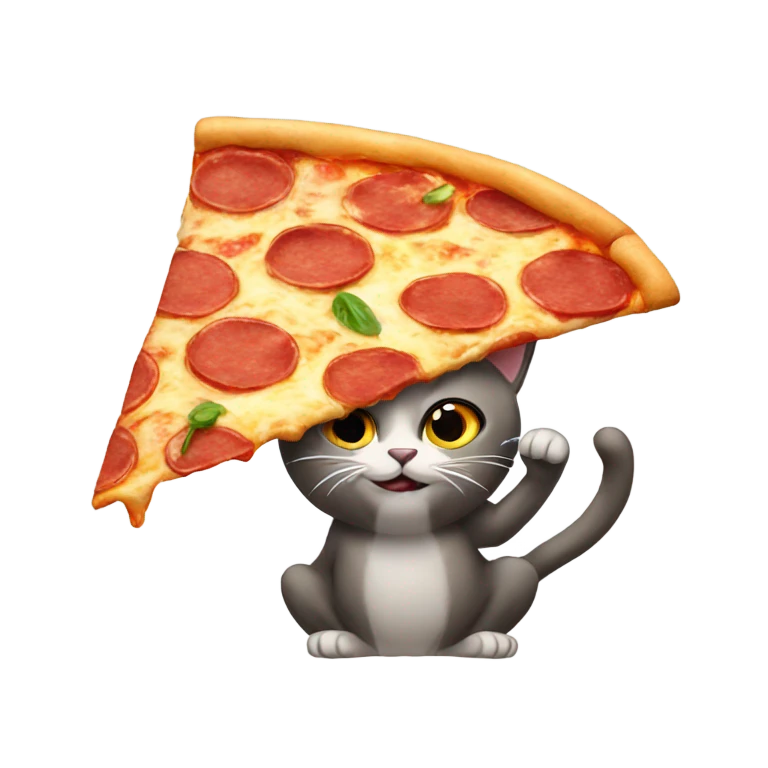 Cat eating pizza emoji