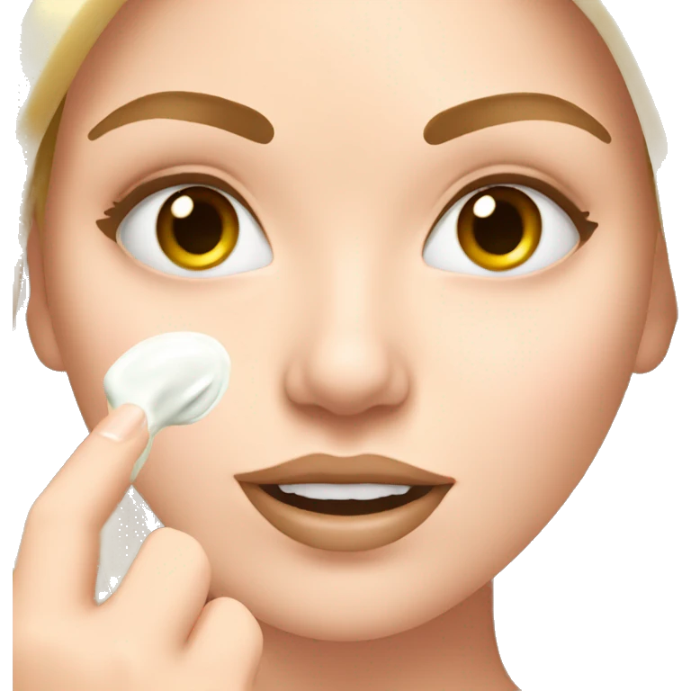 white girl applying cream on face emoji