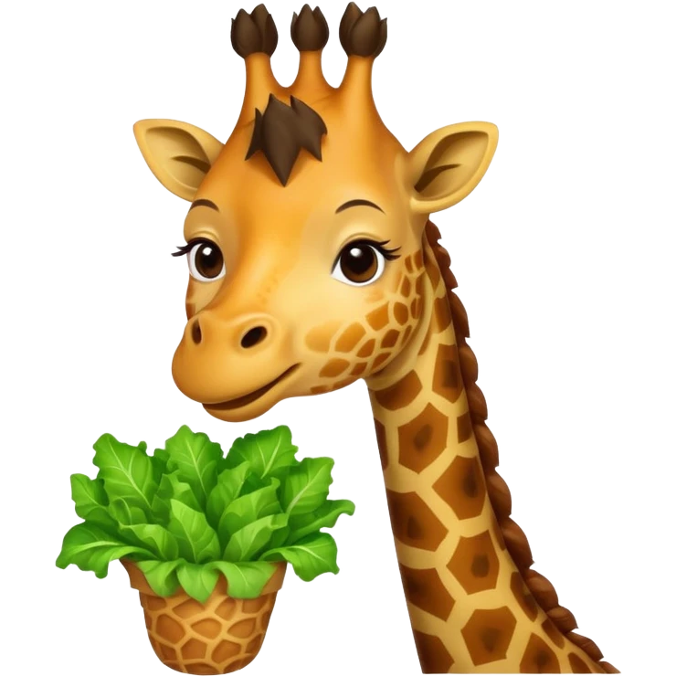giraffe eating lettuce and smiling  emoji