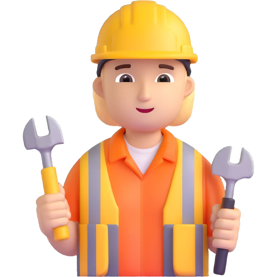 happy construction worker with hard hat and tools emoji