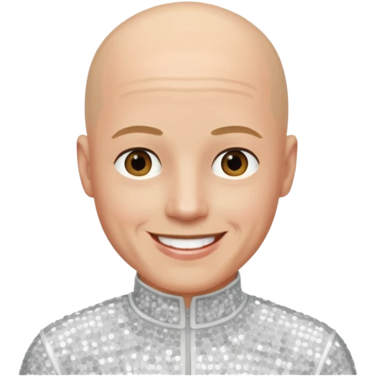 John Hendy from East 17 with light skin, bald head, white sequin outfit emoji