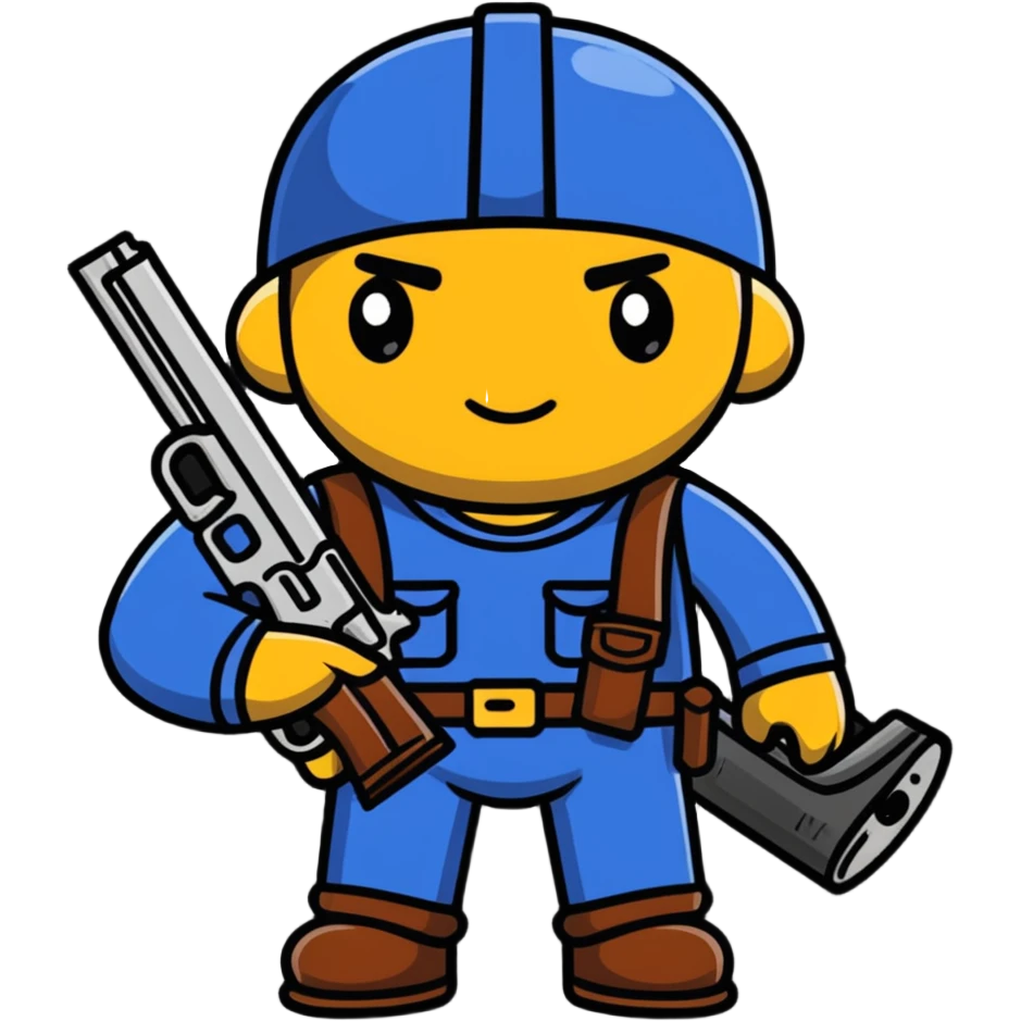 Doddieman character with a gun emoji