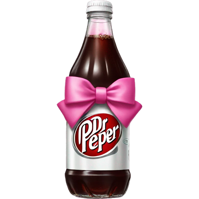 dr pepper bottle with a pink bow on top emoji