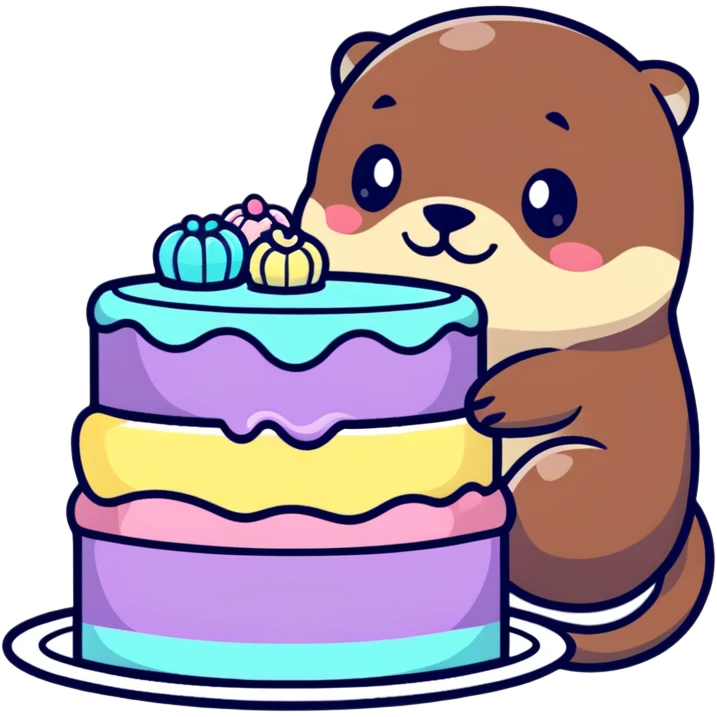laughing otter hugging pastel jelly cake emoji