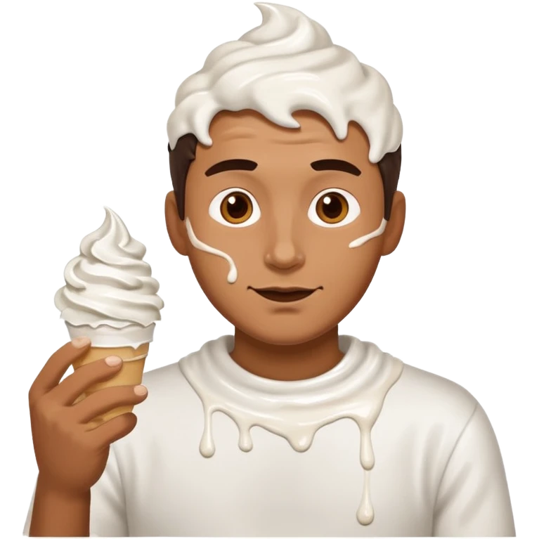 a man playing with cream emoji