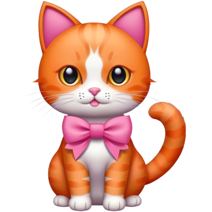 Orange cat with a pink bow emoji