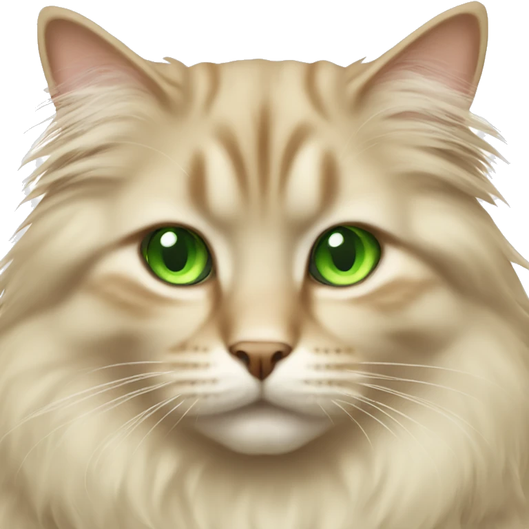 Long hair fluffy beige cat with green eyes emoji