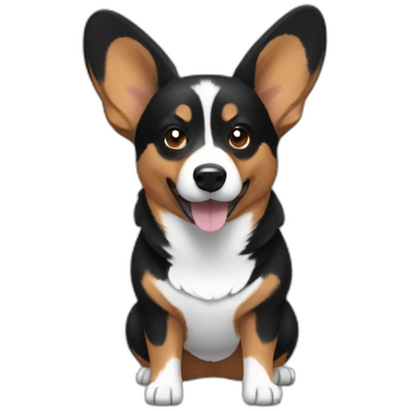 Black corgi gym style emoji