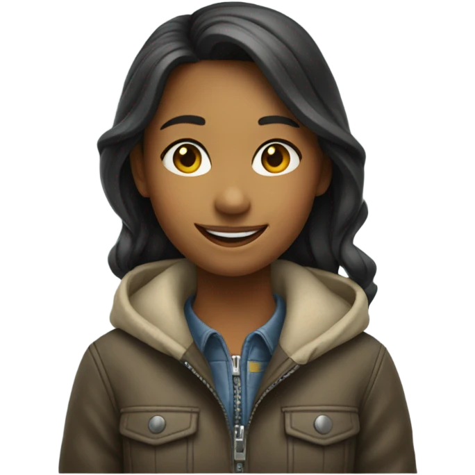 smiling girl in jacket emoji