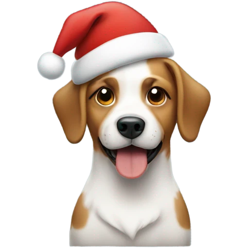 Dog with a christmas hat emoji