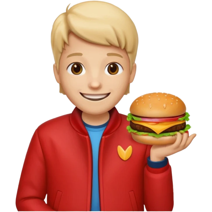 semender with hamburger wearing red jacket emoji