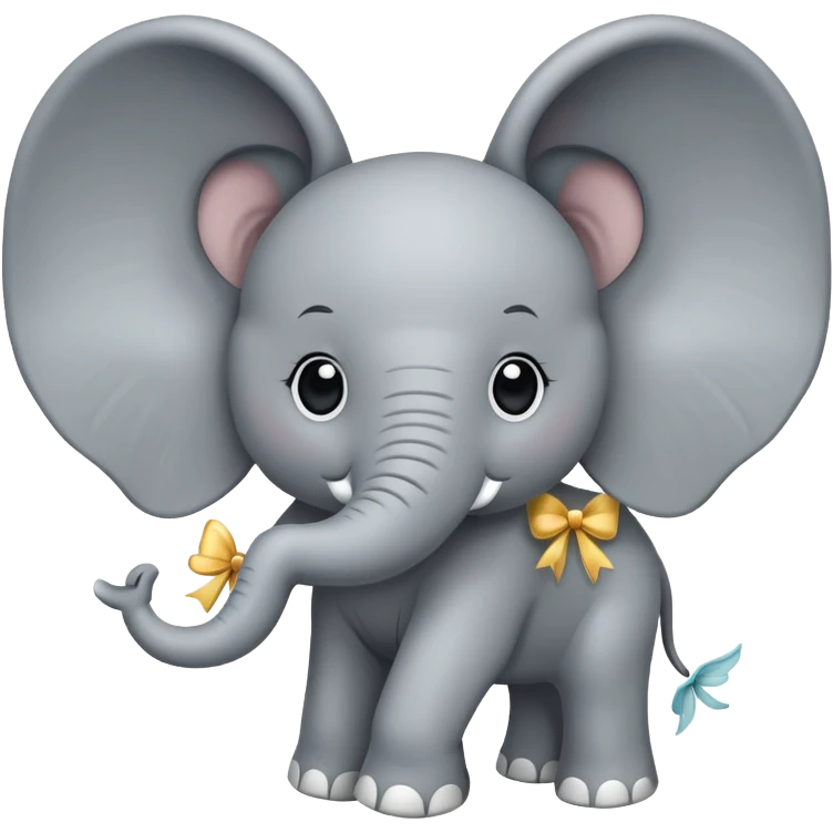 elephant with wings and bows emoji