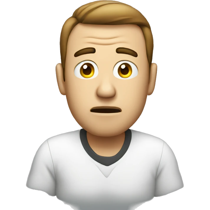 man looking confused into a computer screen emoji