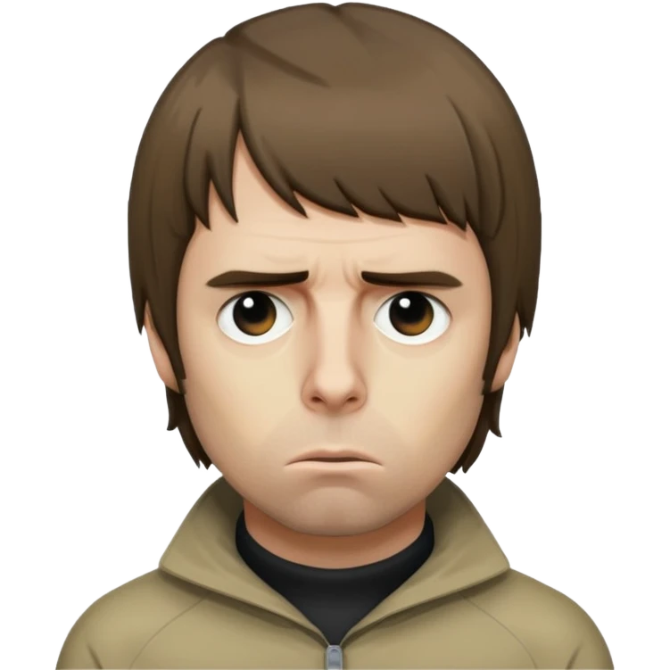 Liam Gallagher with a sad expression, emoji style emoji