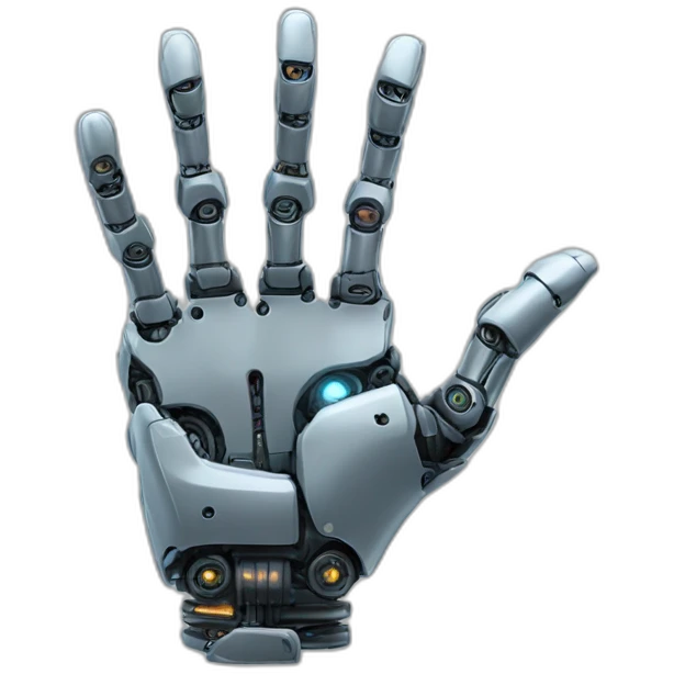 Robot hand high-fiving human hand emoji