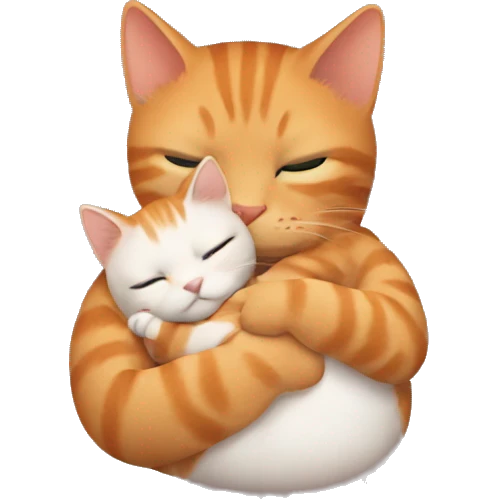 ginger cat in mother's arms emoji