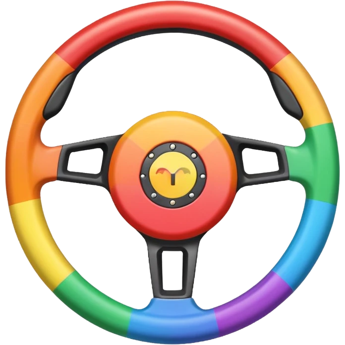 steering wheel with trans pride flag colors emoji
