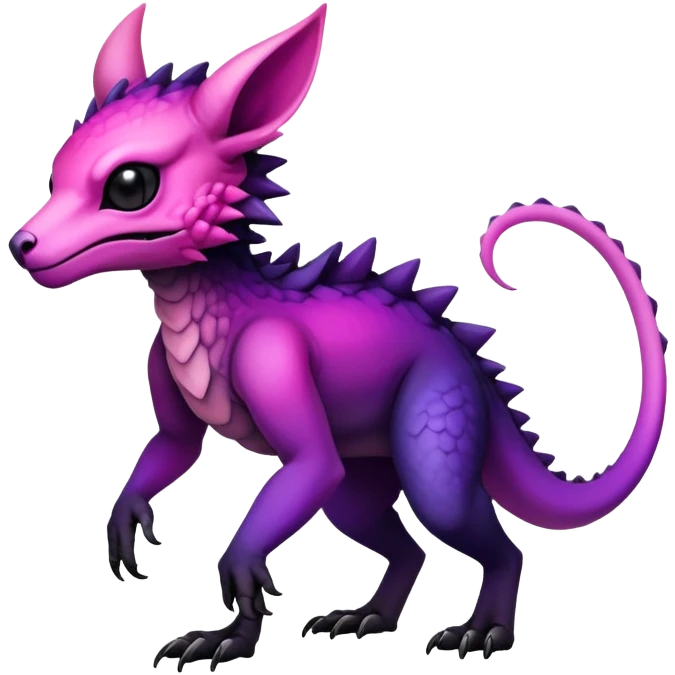 Cool Edgy Black-pink-purple-gradient badass Fionbri-Vernid-Trico-animal-creature full bodyd emoji