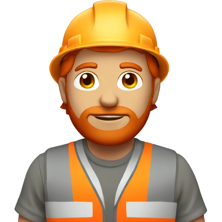Construction worker man red hair emoji