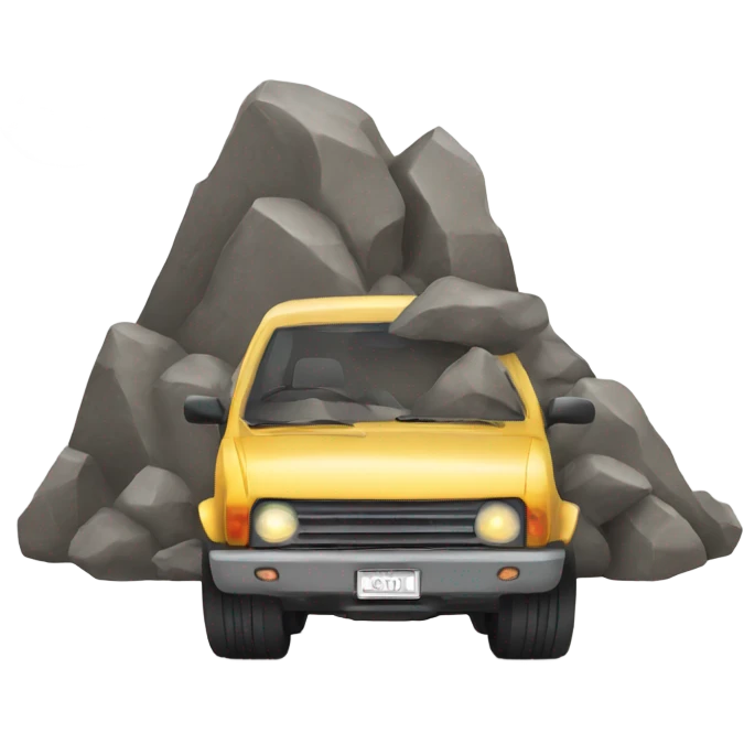 car and mountain rock hazard emoji