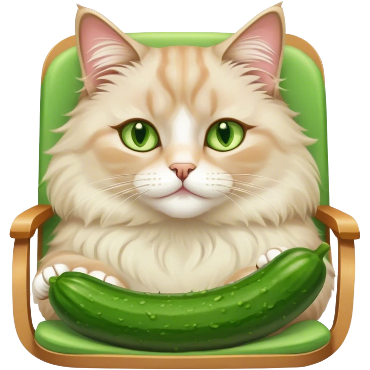 A cat with cucumbers on its eyes laying on a tanning chair relaxing emoji