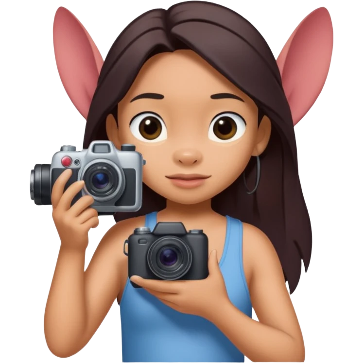 Lilo from Lilo & Stitch holding a camera, back view emoji
