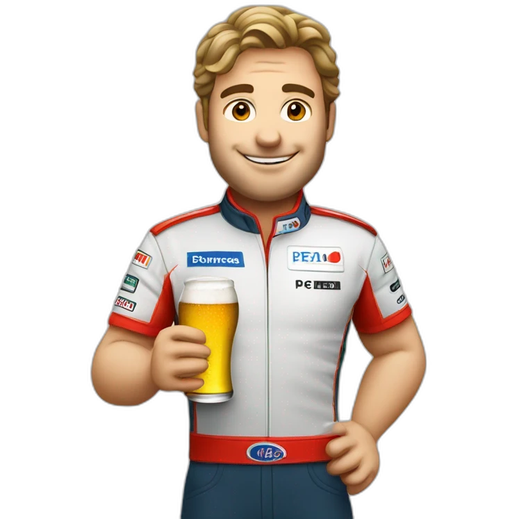 Formule 1 driver with a beer emoji