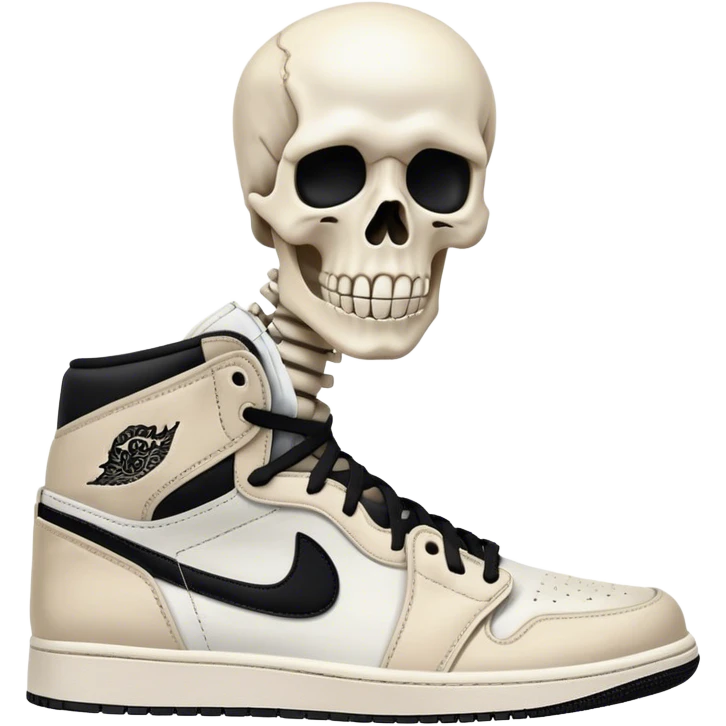 Skelton wearing Jordan 1 with shocked face  emoji