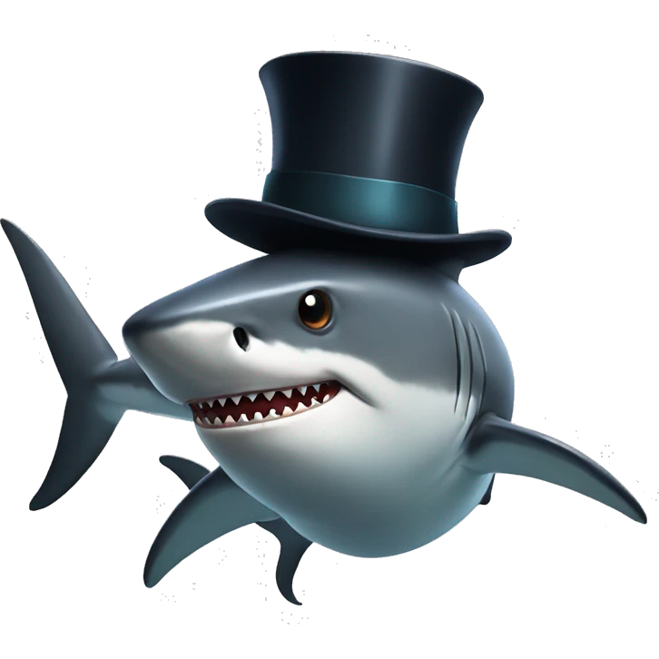 Shark with a top hat emoji