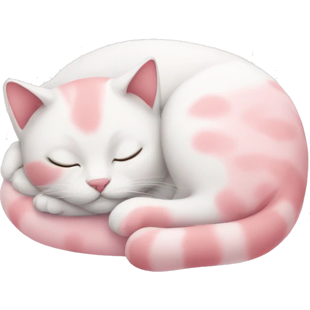 A sleeping white and pink cat emoji