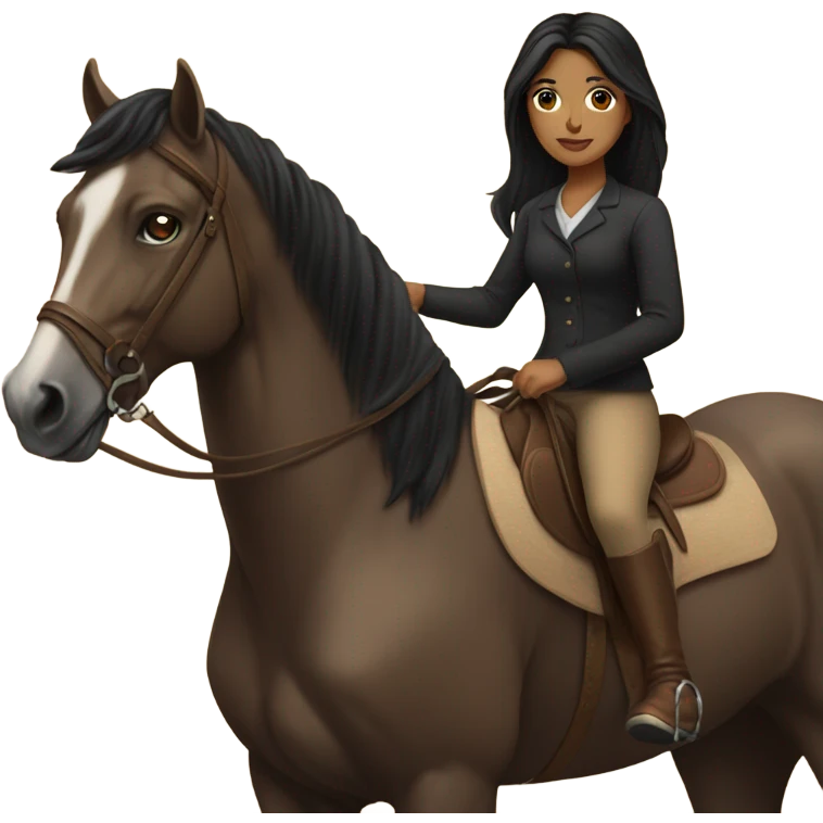 Light brown girl with black hair riding a tan horse emoji