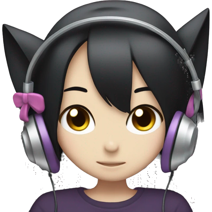 kuromi wearing a headphone emoji