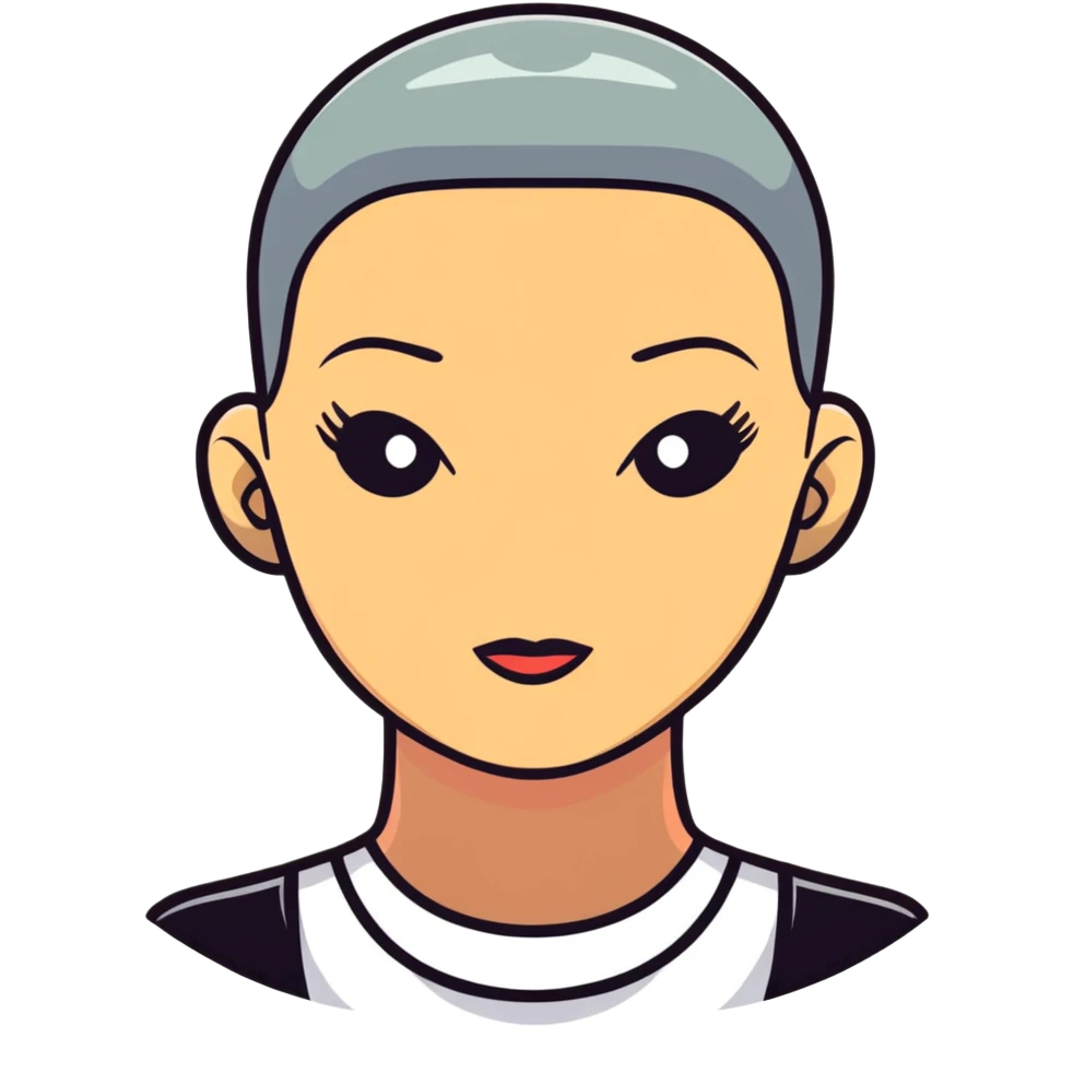 confident woman with buzz cut emoji