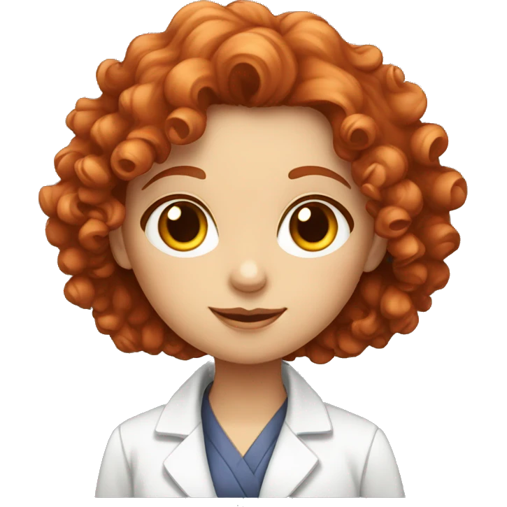 red curly hair scientist girl with fair skin and hazel eyes emoji