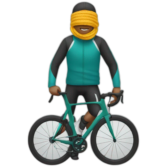 Cyclist wearing a snood emoji