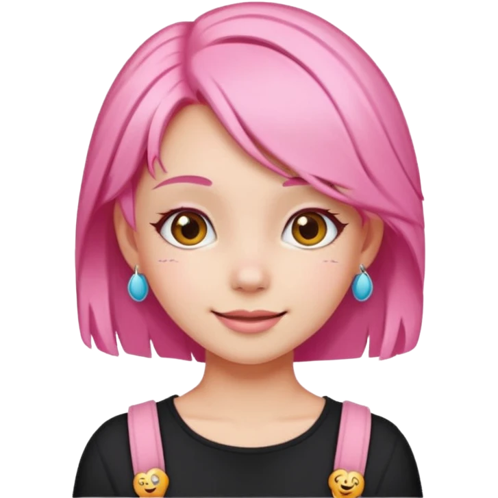 cute pink haired girl with cheerful pose and cute accessories. apple emoji style and remove the apple. emoji