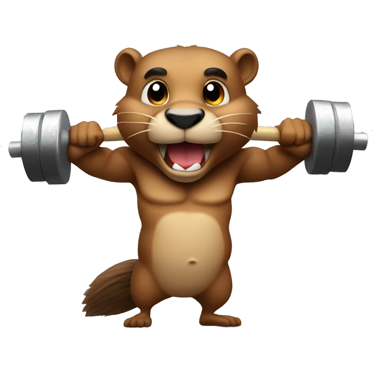 A beaver with muscles lifts the barbell emoji