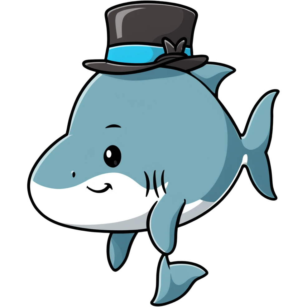 Shark with a top hat emoji