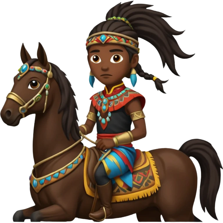 shaman riding horse wearing racing cloth black emoji