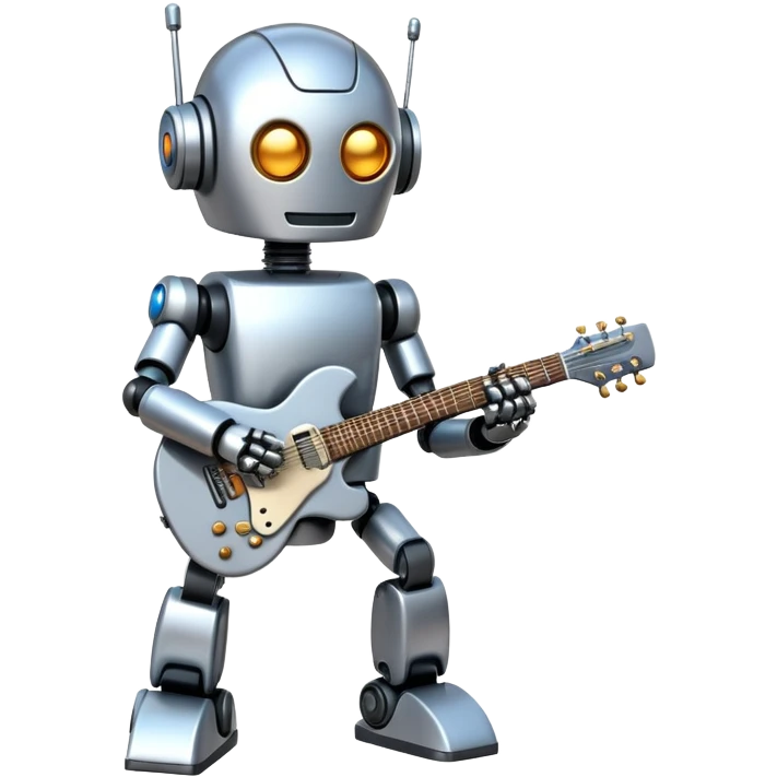 Robot playing guitar emoji
