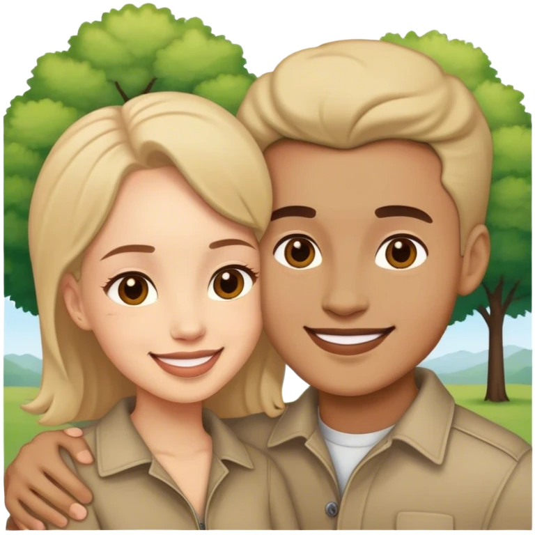 happy couple outdoors together emoji