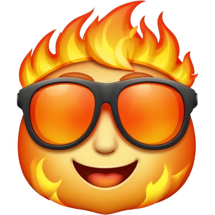 Make a fire emoji with sunglasses but without a face, just fire with glasses emoji