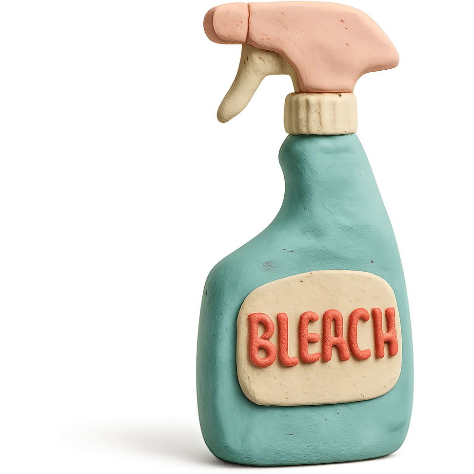 bleach spray bottle in claymation style with pastel colors, visible fingerprints, soft matte finish emoji