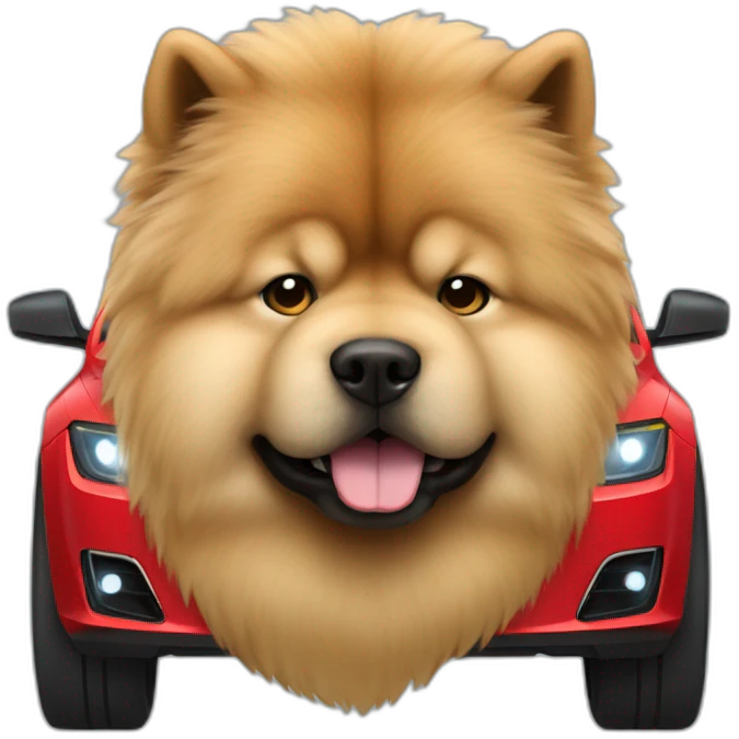 chow chow in a tesla car black emoji