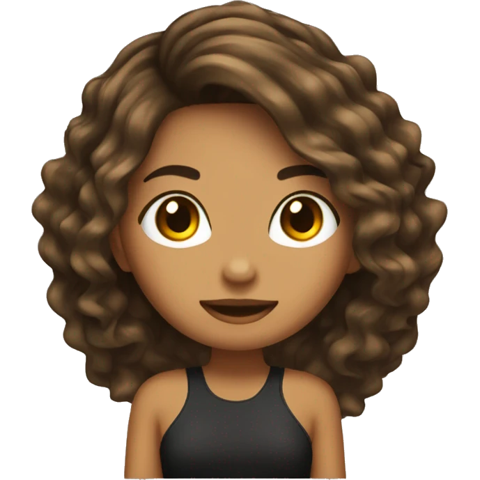 Chica de cabello muy largo color café  emoji
