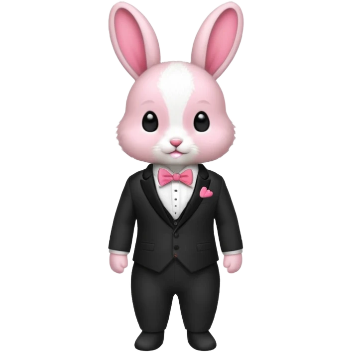 baby bunny in suit no carrot red bowtie emoji