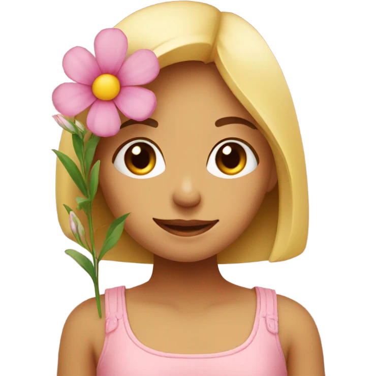 girl with flower indoors emoji